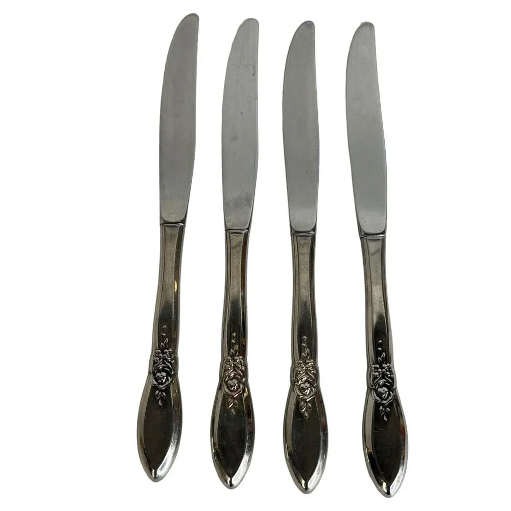 4 Oneida Community‎ SPRING ROSE Stainless Knives 9 Inch Betty Crocker Knife VTG